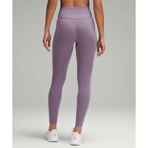 Lululemon Fast & Free High-Rise Fleece Tight 28" Pockets Purple Ash Sz 2 W5FLNS